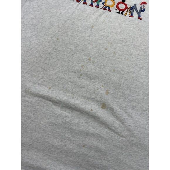 VINTAGE London Embroidered T-shirt Men XL Gray 90s Single Stitch - Picture 3 of 8
